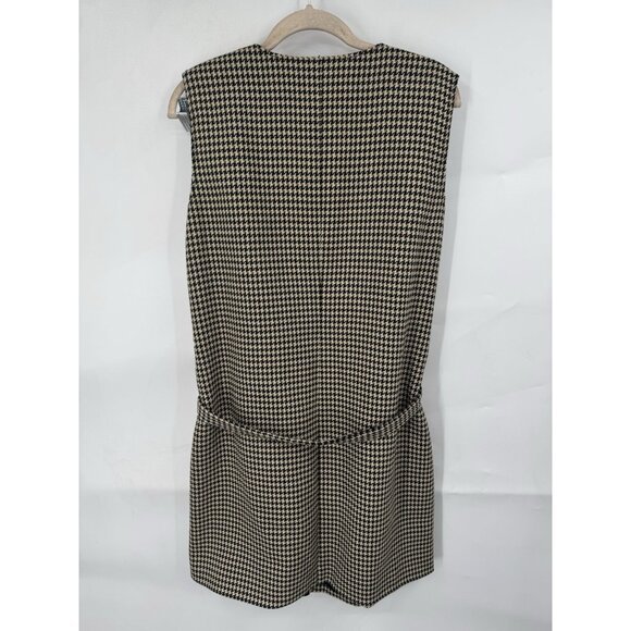 Club Monaco Herringbone Faux Wrap Dress Women 12 Brown Academia Western Preppy - Picture 3 of 10
